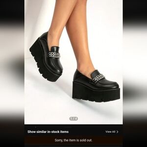 Shein Wedge Platform Loafers with Chain Detail, BNWOT, Size 37